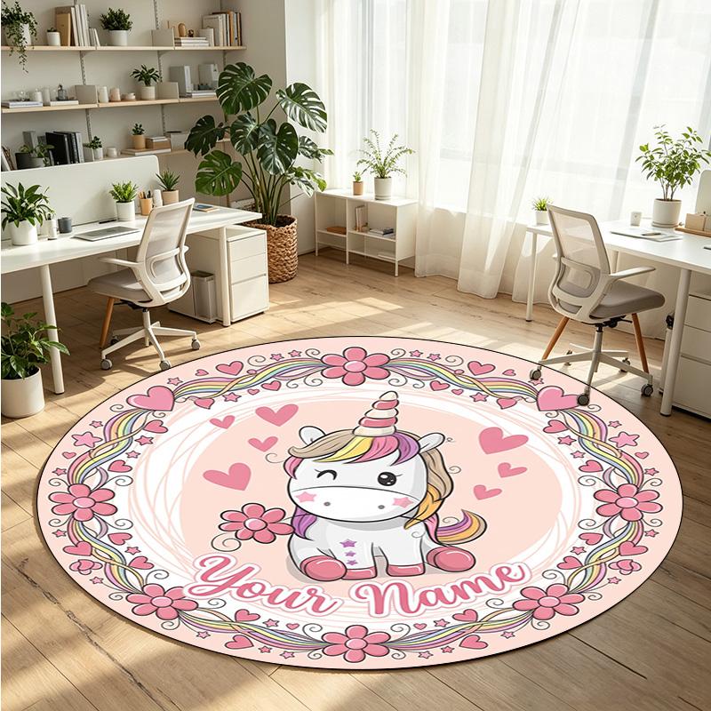 Wild Animals (46) Theme Round Crystal Velvet Rug Custom Name Text Personalized Floor Mat Home Decor Non Slip Crystal Carpet