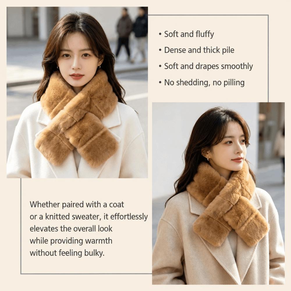 Soft Plush Faux Rabbit Fur Scarf Thickened Winter Collar Scarf Neck Warmer Scarf Women Girl