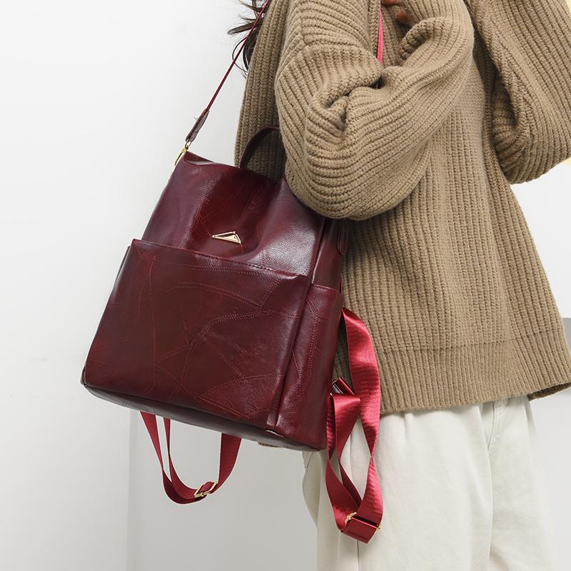 Мягкий кожаный рюкзак Женская уличная дорожная сумка большой емкости