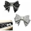 2 PCS Bling Bow Car Vent Clips, Rhinestone 3D Stereo Bowknot Decoration for Women & Girls, Leather Air Outlet Diffuser Clip, Interior Ornament
