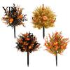 Reusable Fall Patio Accents Pumpkin Topiary Trees with Stakes, Artificial Autumn Eucalyptus Leaf Gourd Halloween Yard Decorations Decoration for Front