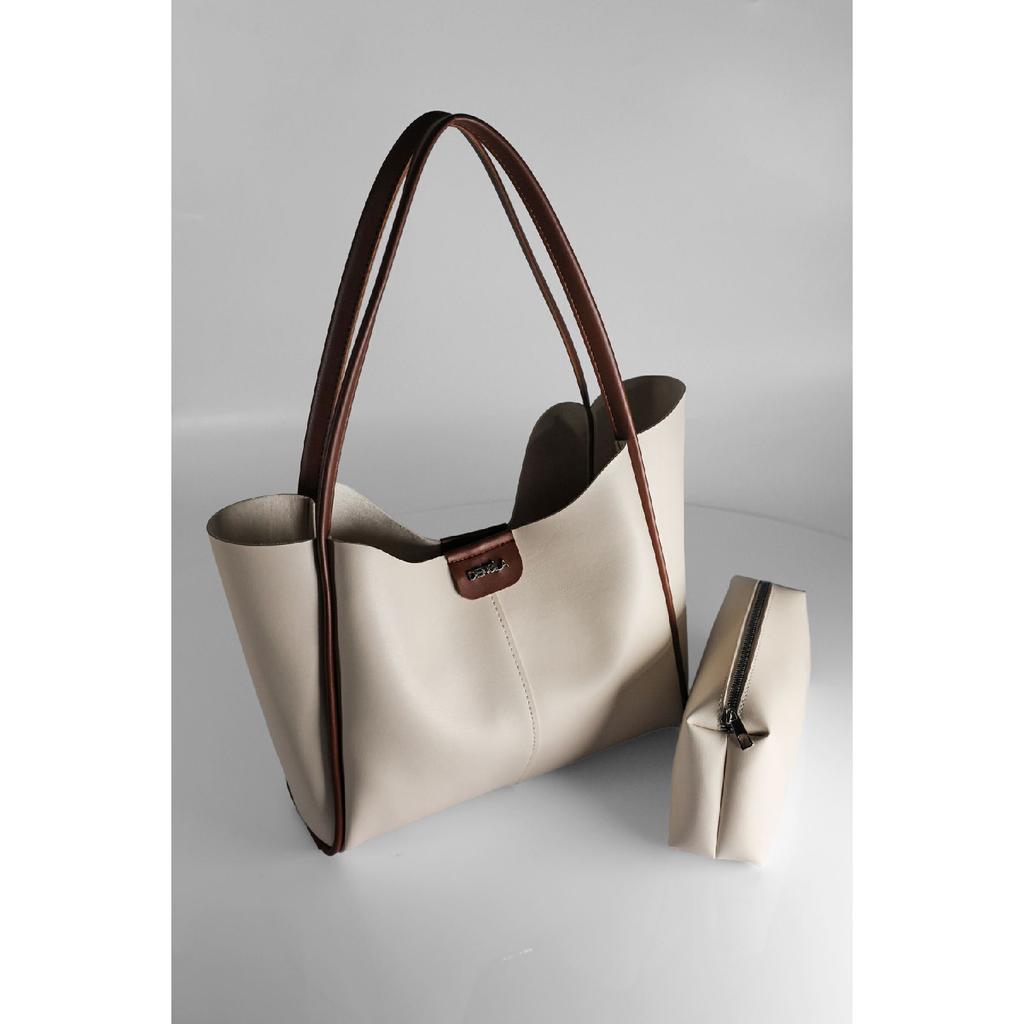 Women's Black Large Size Makeup Bag Hand And Shoulder Bag