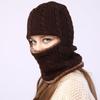 New Winter One-piece Ear Protection Hat Scarf Plus Velvet Knitted Men's and Women's Riding Pullover Cap