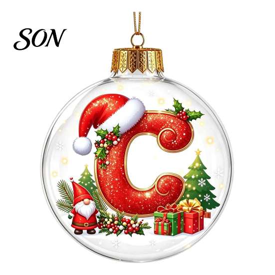 Winter Holiday Party Supplies 26?Letter Acrylic Christmas Ball Ornament, 3D Crystal Style Alphabet Ornaments for Home Hanging Pendant, Xmas