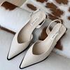 2025 Spring Silver Low Heel Pointed Toe Backless Sandals for Women