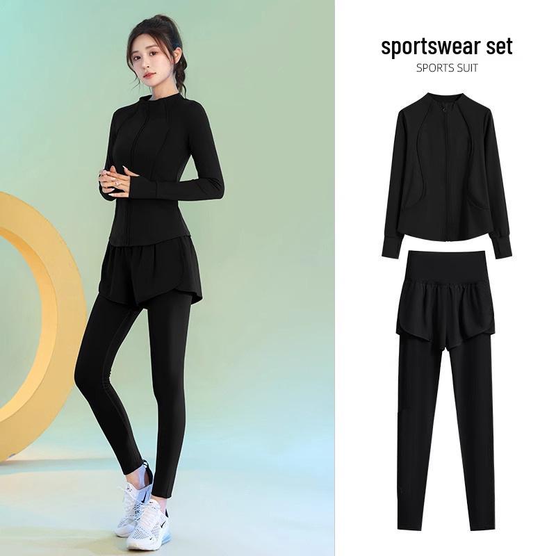 Женский комплект для похудения 2025 года для утренней пробежки и йоги - Фитнес-одежда с длинным рукавом и быстрой сушкой