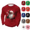 Мужские топы с рождественским принтом, с круглым вырезом и длинными рукавами, мужские спортивные топы больших размеров в повседневном стиле с круглым вырезом