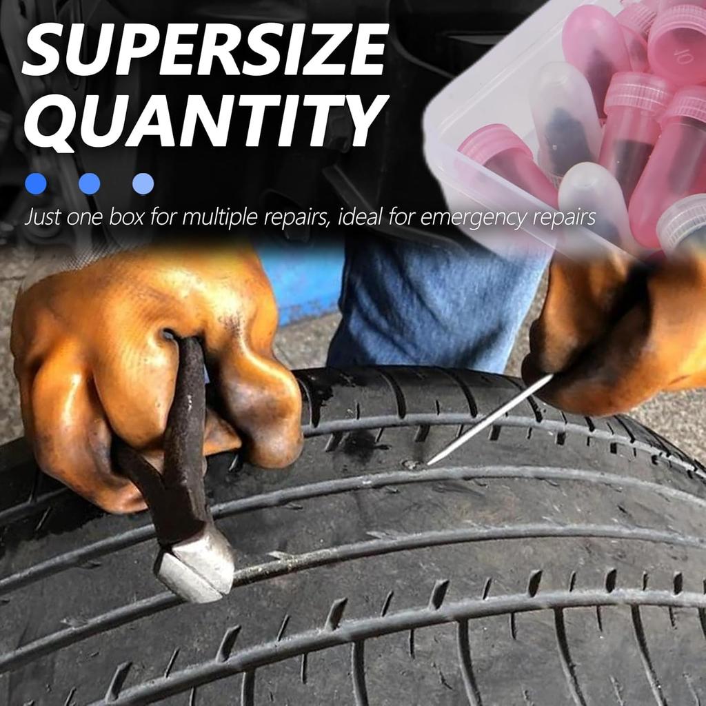 30PCS Tire Plug Kit,Self-Service Flat Tire Repair Kit Including Screwdriver,Upgraded Thickened Adhesive-Covered Tires Repair Screws for Sudden Flat