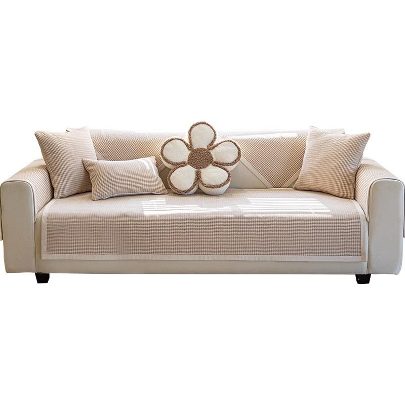 Хлопково-льняная подушка для дивана, универсальная льняная подушка для четырех сезонов, простой тканый чехол для дивана, нескользящий чехол для подушки, летнее полотенце 