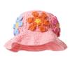 Women Handmade Crochet Breathable Knitted Hat Vibrant Bucket Hat Cute Plush Hat Fashion Floral Pattern Colorful 56-58cm