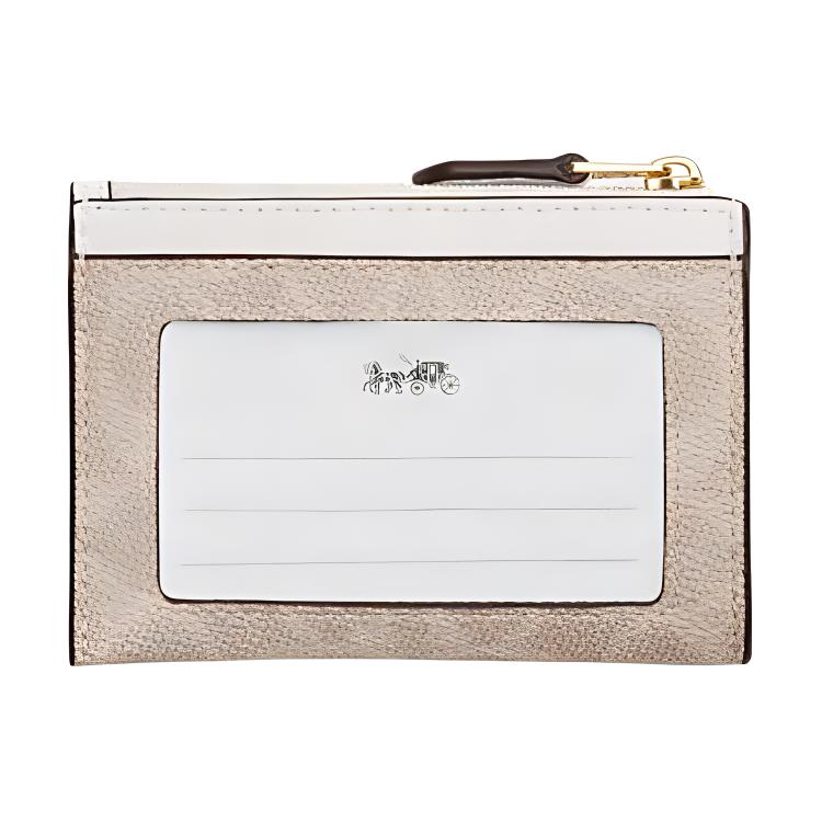 New COACH Mini Id Skinny Artificial Leather Plastic Card Holder Mini Women's Sand Yellow & Chalk White CW870-IMXDM
