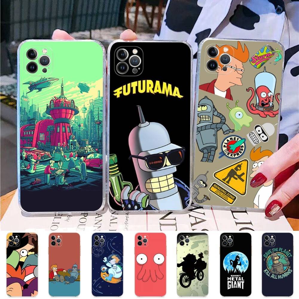 Смешной анимированный чехол для телефона Futurama для IPhone 17 16 15 14 13 11 12 Pro Max 16 Plus Прозрачный