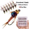 24Pcs/Box Brass Copper Bead Head Fast Sinking FliesTrout Fly Fishing Lure Bait