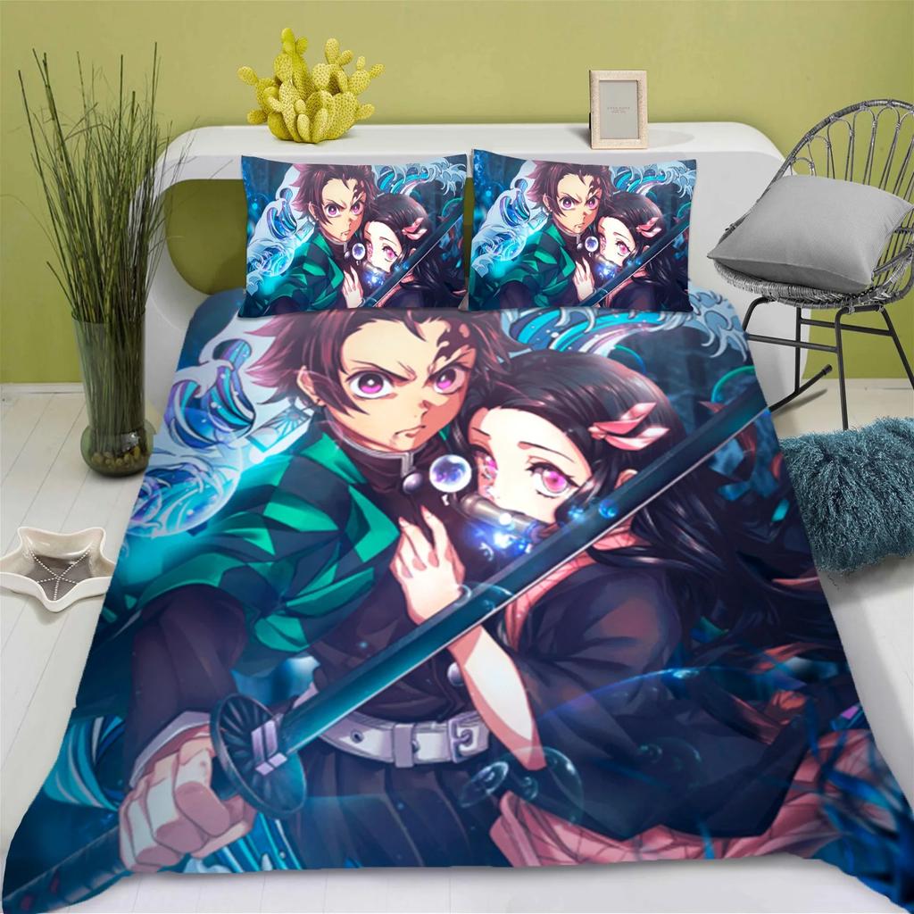 Demon Slayer: Kimetsu No Yaiba Duvet Cover Set Bedding Comforter Sets King Size 3D Children'S Bedding Set