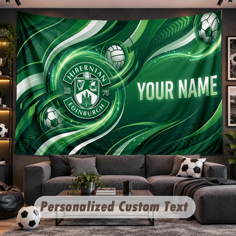 Hibernian FC Personalized Tapestry Support Custom Name, Wall Art Home Decoration