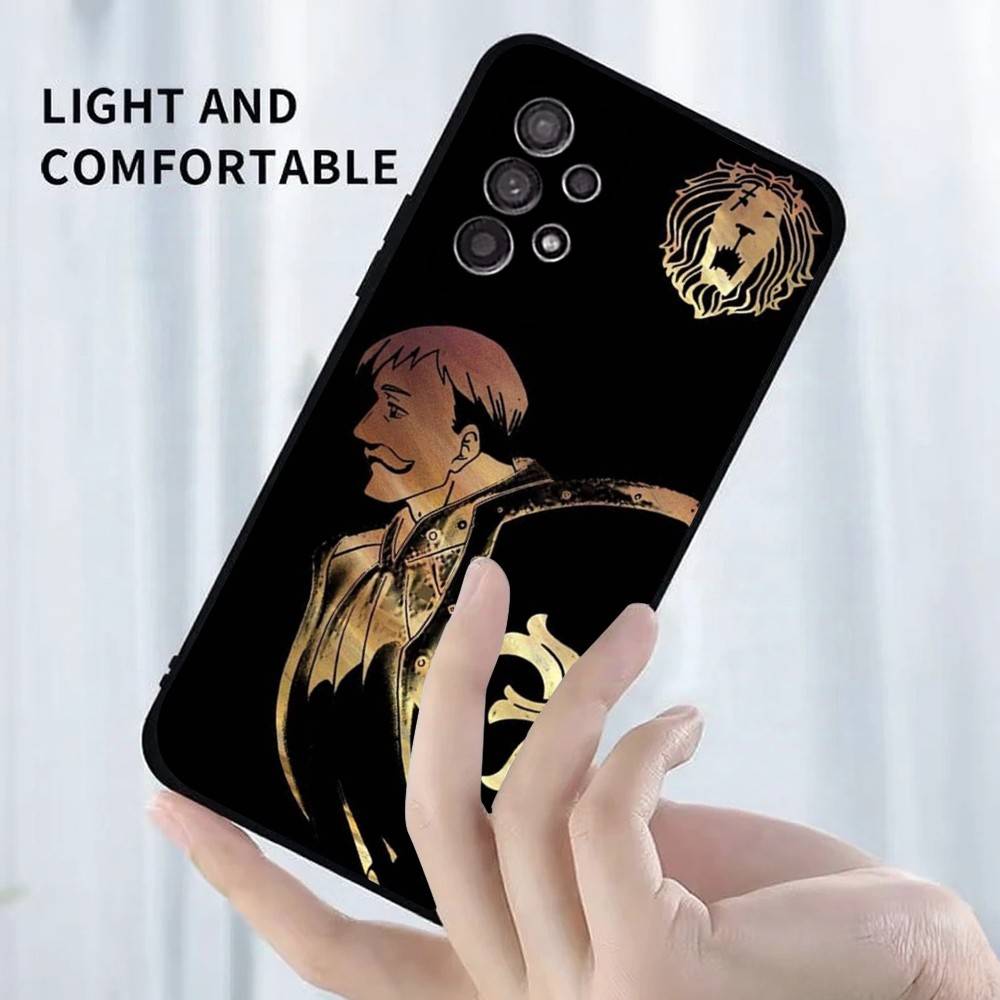 E-Escanor Sun Cartoon Phone Case For Samsung S25,S24,S23,S22,S21,S20,S10,Ultra,Plus,Lite,FE,Soft Silicone Black Cover