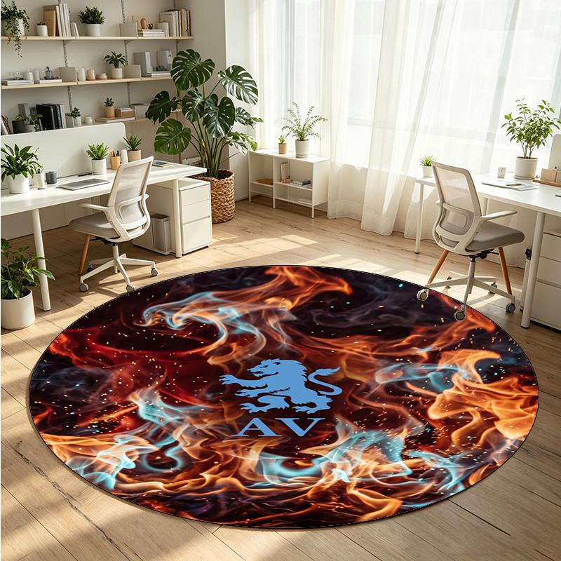 Aston Villa Football Printed Round Crystal Velvet Rug Soft Non Slip Floor Carpet For Bedroom Holiday Gift