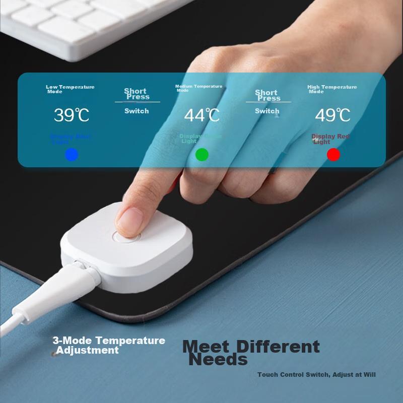 Black Heated Mouse Pad Large Size Intelligent Heating Office Computer Hand-Warming Desk Pad Black 800*330*1.8mm