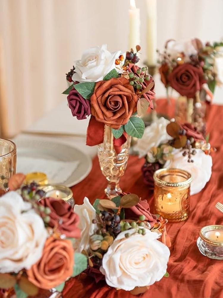 4 букета готовых маленьких цветочных свадебных цветов из пыльной розы, мини-букеты для подружек невесты, центральные украшения для свадебного стола и подружек невесты