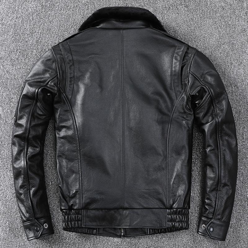 Новая мужская куртка из натуральной коровьей кожи Air Force Flight со съемным воротником из натурального меха, утепленная теплая одежда из воловьей кожи, мужское зимнее пальто