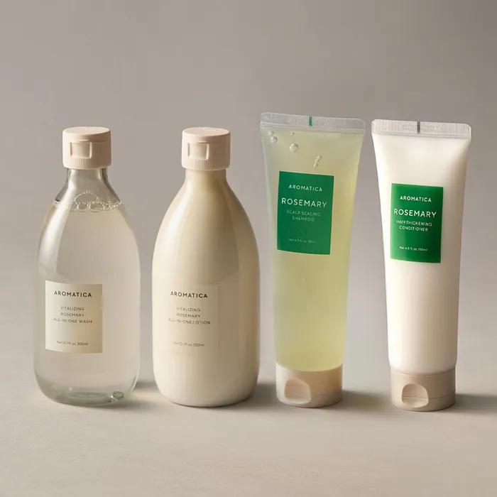 Rosemary 4-Piece Set (All-in-One Wash 300ml, All-in-One Lotion 300ml, Shampoo 180ml, Conditioner 180ml)