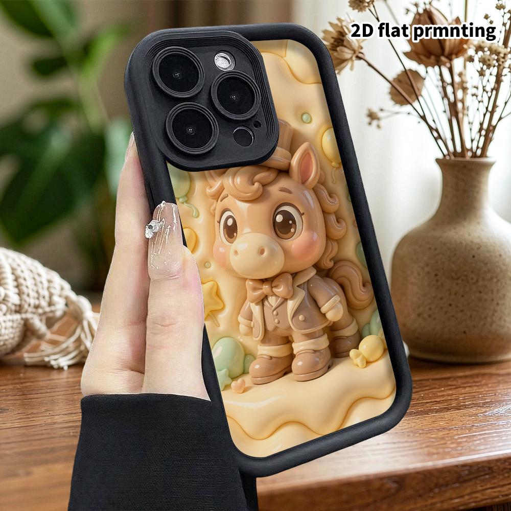 Чехол для телефона: Плоский 2D дизайн, подходящий для защитного чехла iPhone 18 17 16 15 14 13 Pro, пони в маленькой шляпке, идеальный подарок на Рождество и Хэллоуин