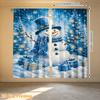 2pcs Blue Snowman Winter Gifts Printed Polyester Curtains, Modern Window Drapes for Privacy And Light Control, Kitchen Bedroom Apartment Use