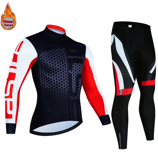Зимний комплект для велоспорта 2023, мужские теплые велосипедные майки с длинными рукавами, уличная одежда для езды на велосипеде, одежда для велоспорта MTB, комплект нагрудников и штанов
