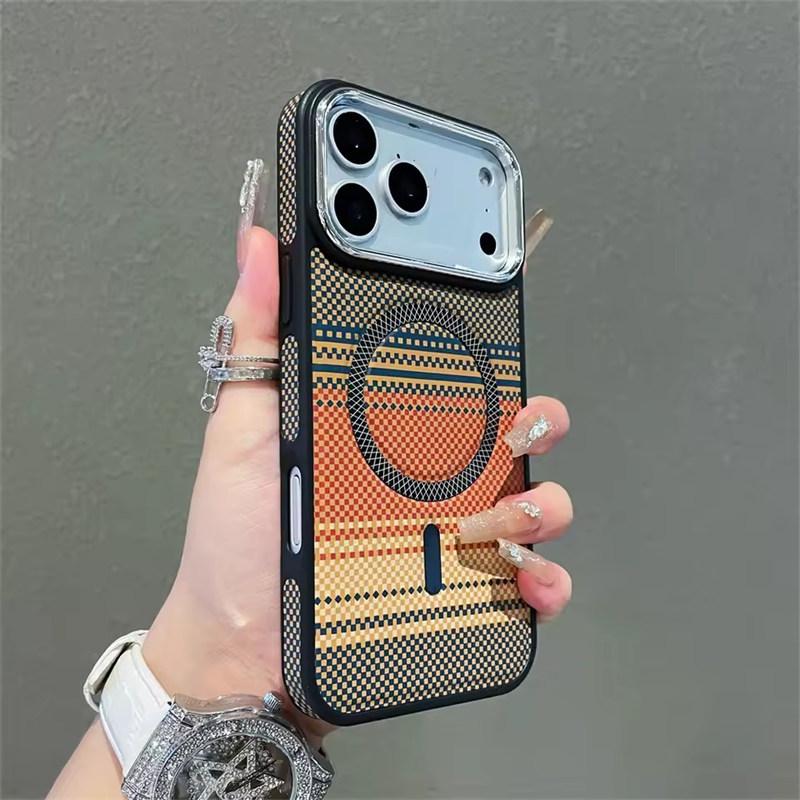 Тонкий чехол с магнитным полосатым узором для iPhone 17 Air Pro Max 16 15 14 Plus Pro Max для Magsafe Противоударный Ультратонкий Цветной чехол
