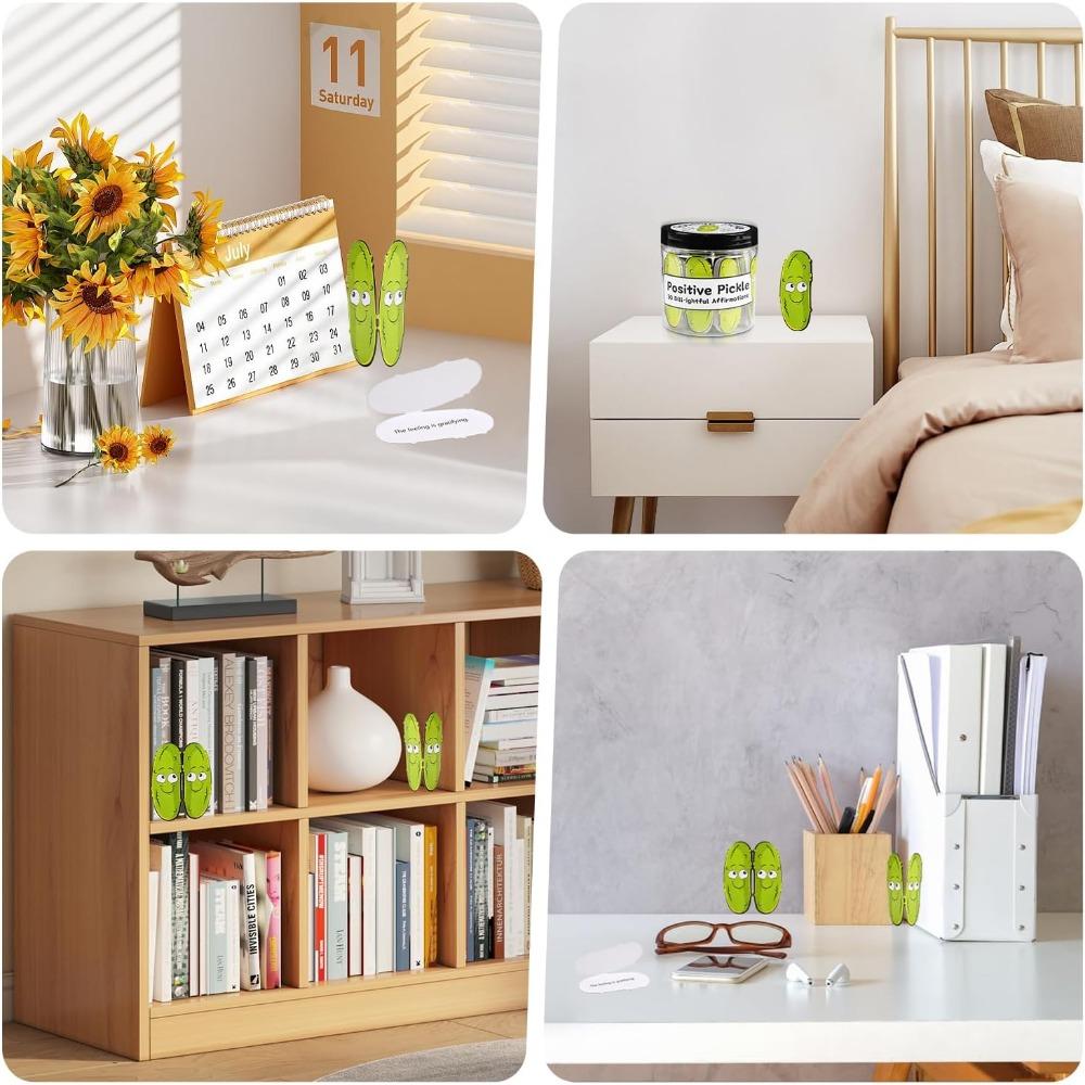 Карточки с позитивными солеными огурцами для эмоциональной поддержки. Мини-банка с карточками с позитивными обертываниями, 30/60 уникальных позитивных сообщений, декоративная банка для подарка от давления