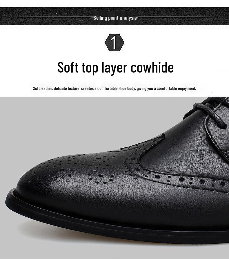 Мужские официальные кожаные туфли Brogue - Британский стиль, Большой размер, Повседневные