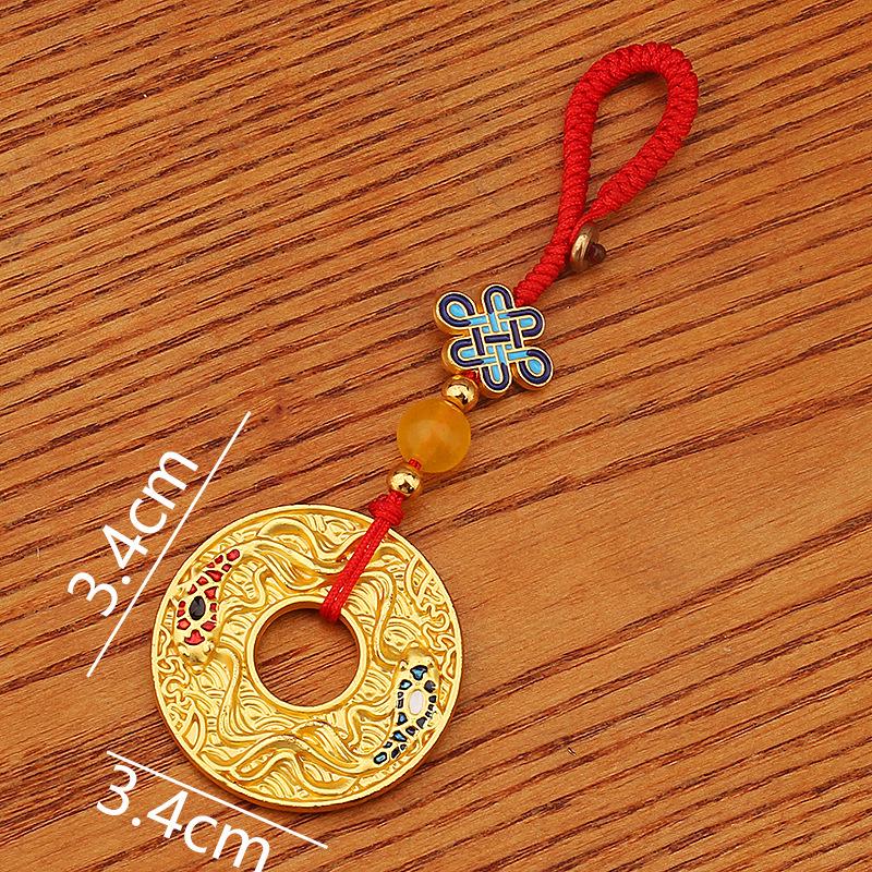Gold Sand Zakiram Fu Pendant: Wealth & Fortune Bag Keyring for Peace, Joy, Happiness