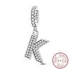 925 Silver Simple A-Z White Zircon 26 Letters Charms Beads Fit Bracelet Women Jewelry DIY Birthday Anniversary Gift