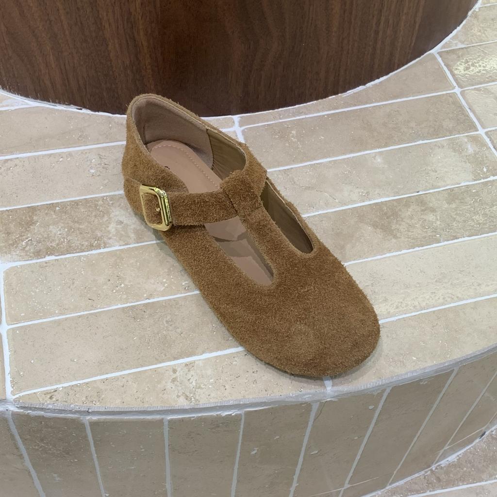 Fashion IPPEUM Women Mary Janes Shoes 2025 New Fall Fashion Brown Round Toe Ballet Flat Shoe