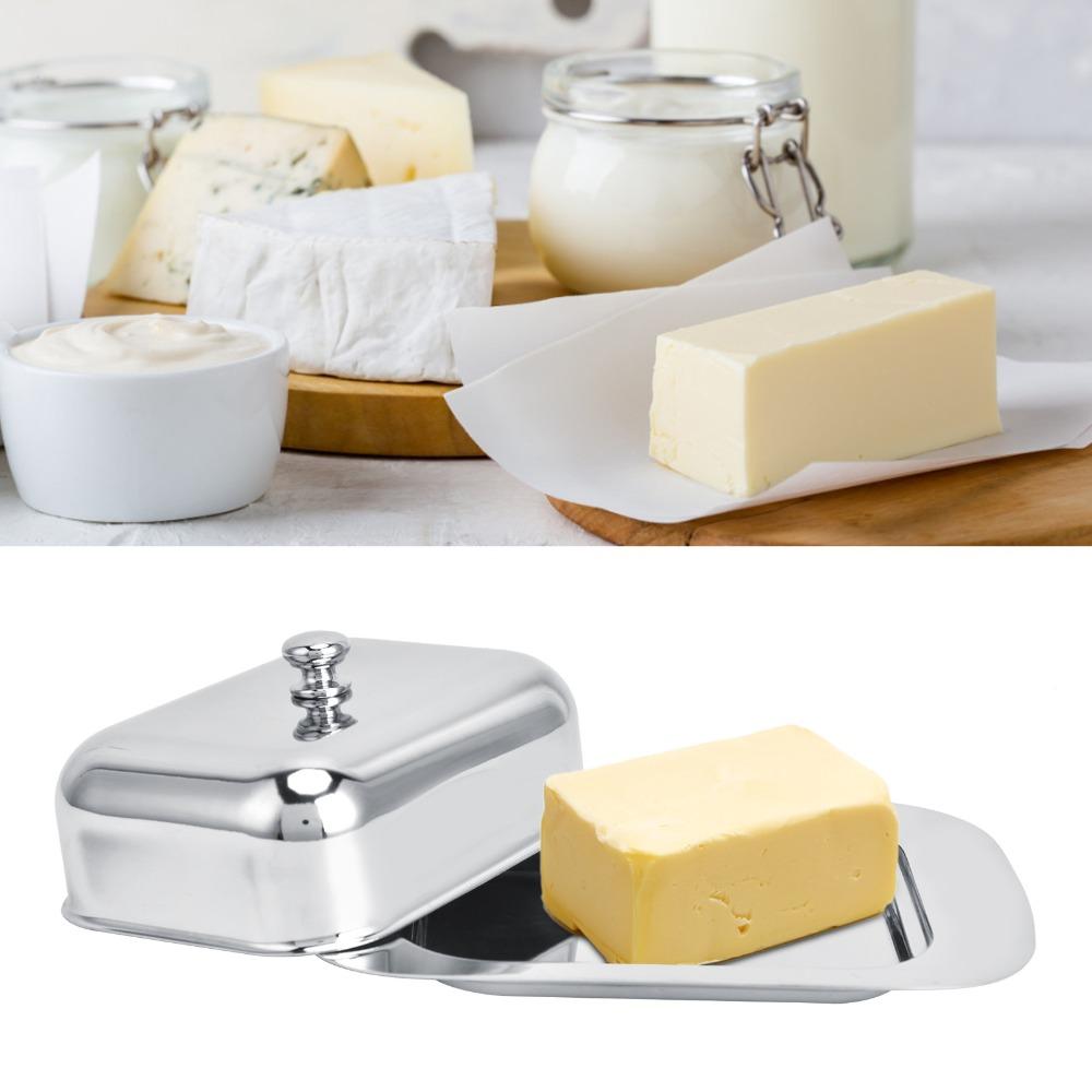 Stainless Steel Cheese Box Container With Cover Handle Metal Cheese Tray  Daily Dessert Serving
