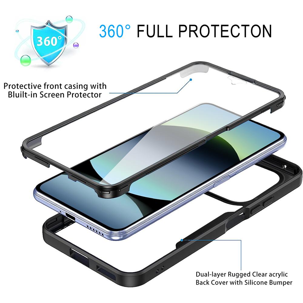Чехол 360° Full Cover Военного уровня для Xiaomi Redmi 14C 13C 12C Note 14 13 12 Pro Plus Pro+ 5G Прозрачный Ударопрочный Корпус Прозрачный Жесткий