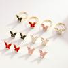 Elegant Butterfly Pendant Necklace Women Enamel Drip Design Minimalist Chic Jewelry Set In Multiple Colors