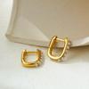 Charm Imitation Pearl Earring Small Square 18K Gold Plated Stainless Steel Hoop Earrings Versatile Daily Jewelry Accessories New