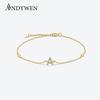 925 Sterling Silver Gold Plated Monogram Initial Letter Bracelet Women Luxury Jewelry