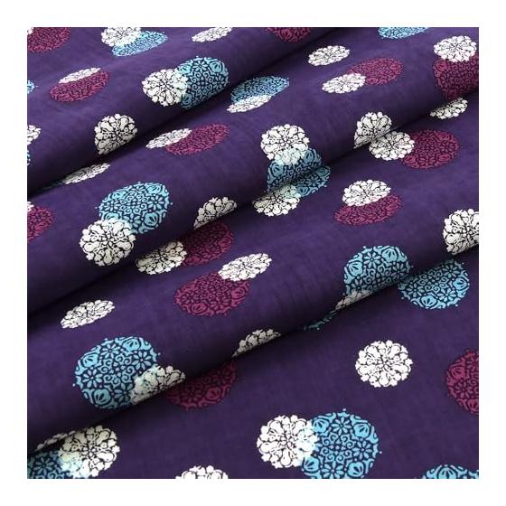 Hamamonyo Tenugui Towel - Yumehana Komon Pattern, 100% Cotton, Approx. 34cm x 90cm, Printed, Raw Edge