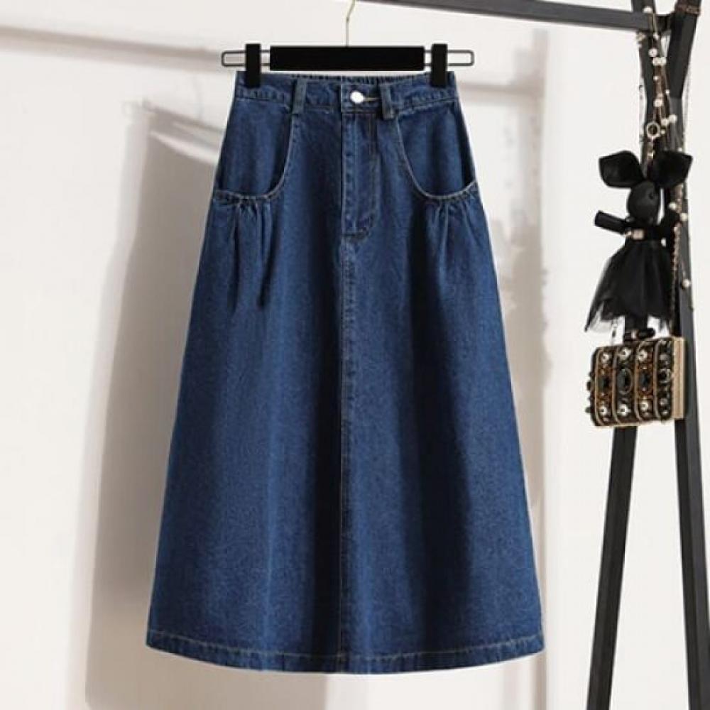 Navava Casual Basic Back Banding Denim Skirt Ns366 2colors 4sizes