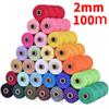 2mm 100m 100% Cotton Rope Colorful Twine Macrame Cord String Thread Party Wedding Decor Accessory Home Textile Crafts DIY Cord