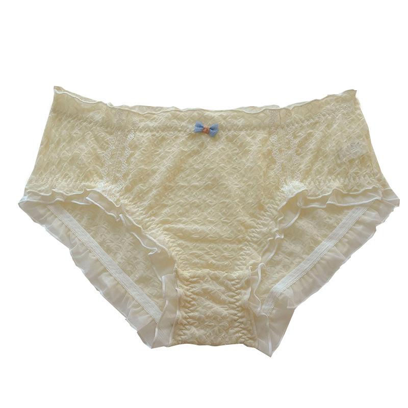 Plus Size Panties Cute Underwear Women's Panties Waist Lift Hip Sexy Breathable Bow Lace Triangle Briefs