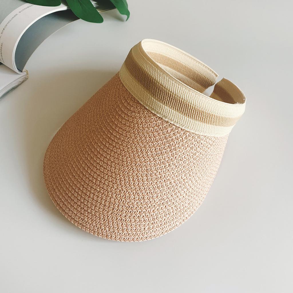 Sun Visor Hats For Women Wide Straw Visors Womens Foldable Beach Visors Summer Roll Up Ponytail Beach Hat