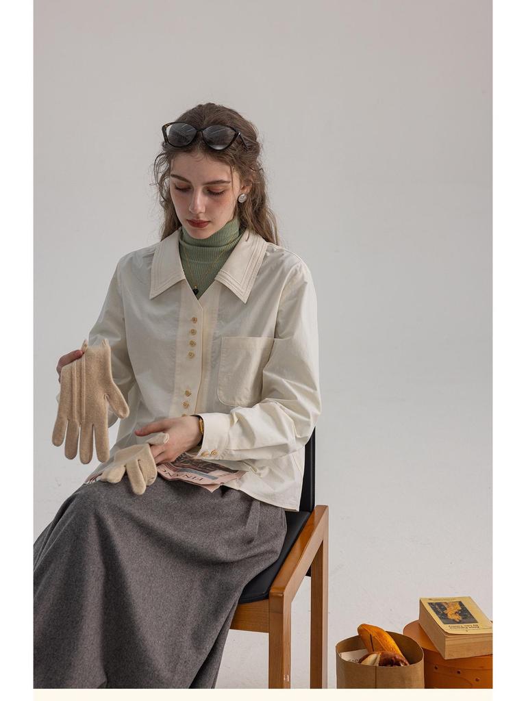 Dailyart Женская приталенная рубашка для офиса с вышивкой "Синяя волна Морская соль"