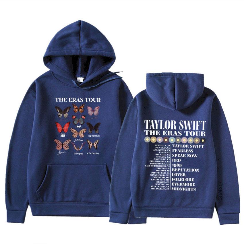 2023 Ретро Taylor The Eras Tour Толстовка с принтом бабочки Хип-хоп Уличная толстовка с капюшоном унисекс Женская модная толстовка с капюшоном для унисекс