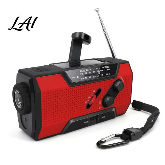 Hiking Survival Radio Multifunctional Emergency Radio Hand-Crank USB Solar Battery Powered 115dB SOS Alarm Zoom Torch Alarm Reading Lamp,
