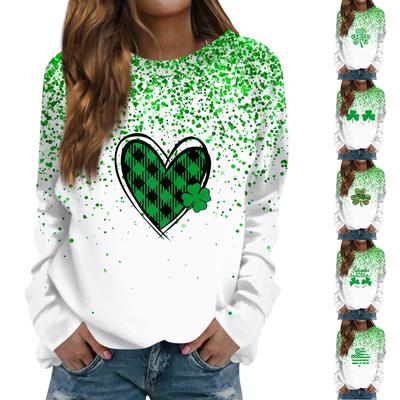 Женская мода повседневная толстовка с длинным рукавом и круглым вырезом с принтом