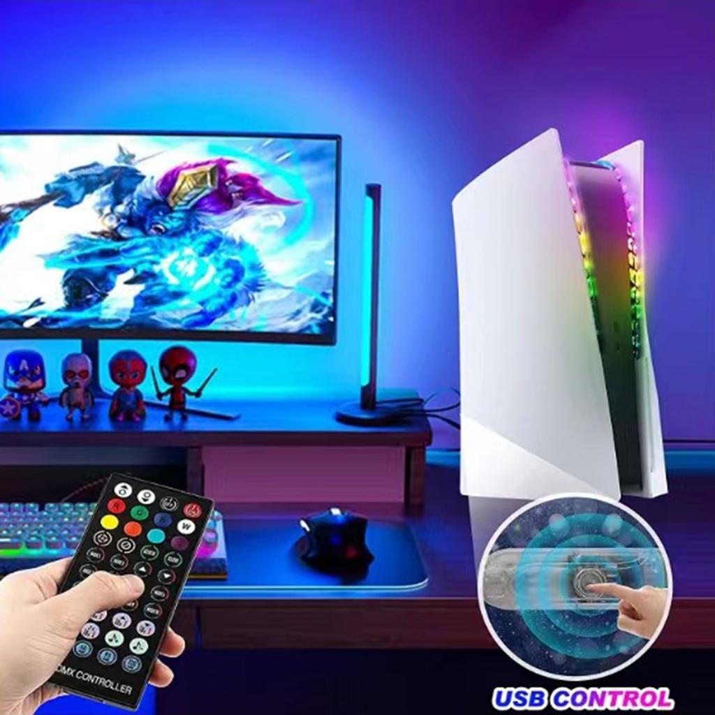 Светодиодная подсветка для консоли, 8 цветов, 400 эффектов, аксессуары для украшения, гибкие ленты, фонарики