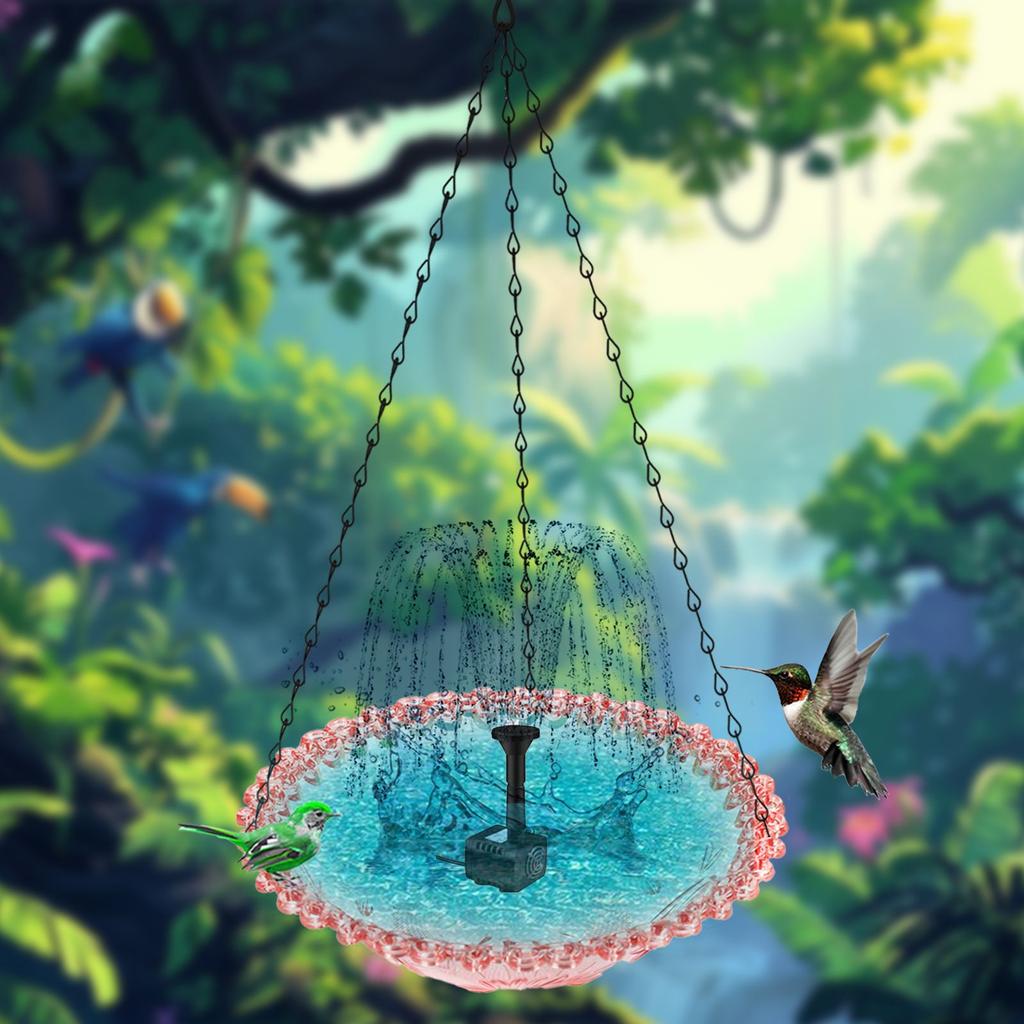 Decorative Solar Powered Bird Bath Bowl for Garden Yard Balcony Birdwatching Bath Tray for Nature Lover